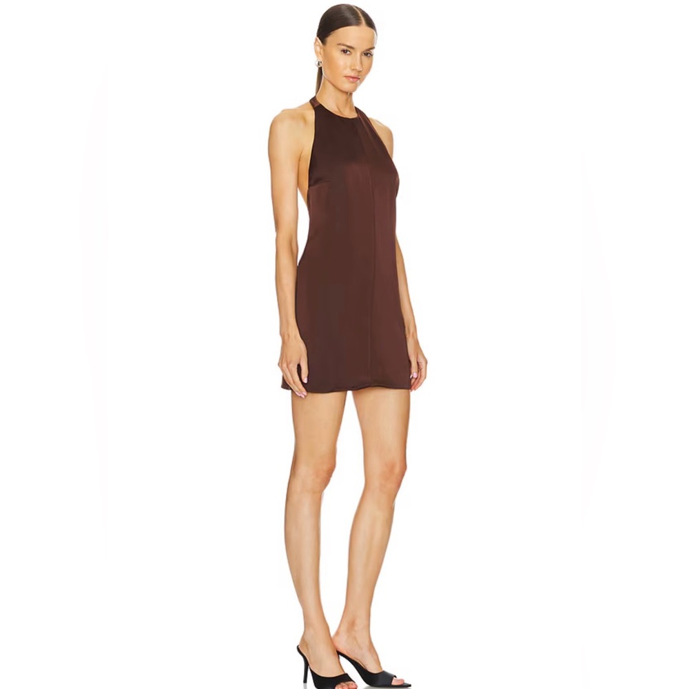 SER.O.YA Riviera Satin Mini Dress in Coconut brown XS